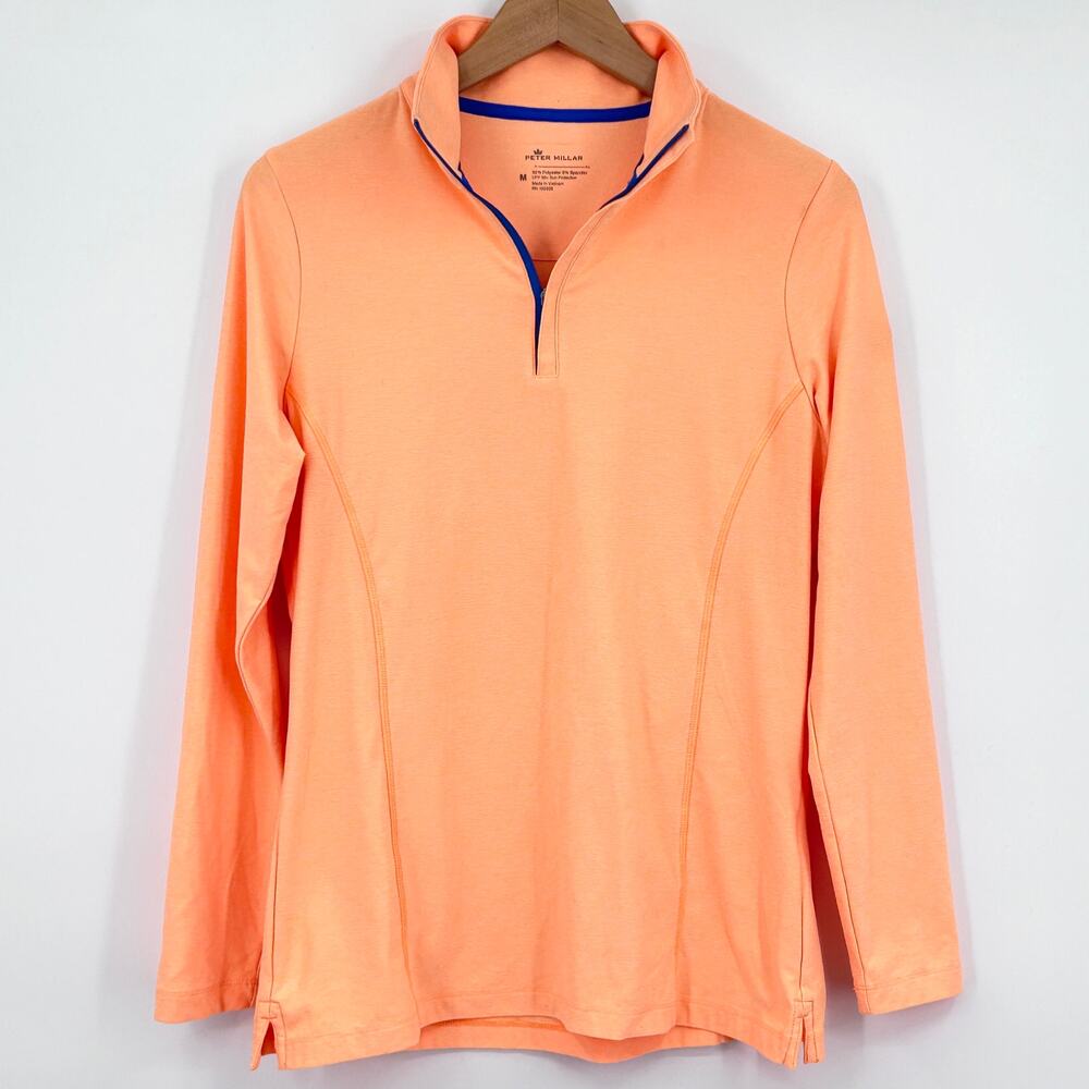 Peter Millar Long Sleeve Golf Workout Pullover Shirt Women Popscle Orange Medium